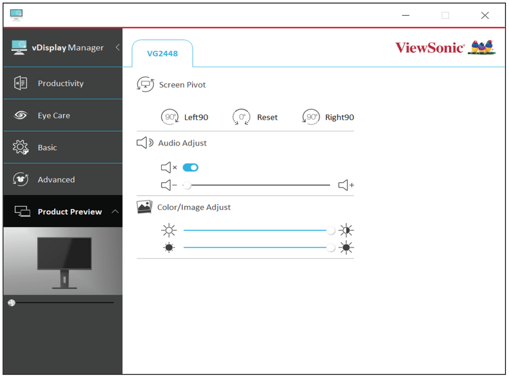 Using vDisplayManager - ViewSonic Monitor Software