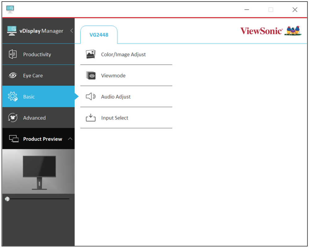 Using vDisplayManager - ViewSonic Monitor Software