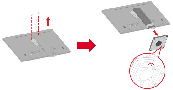the preparation of the monitor for the wall mounting