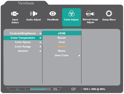 Adjust/Select the option