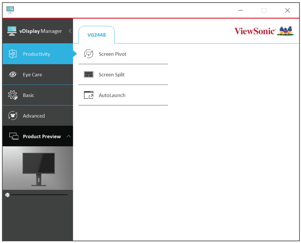 Using vDisplayManager - ViewSonic Monitor Software