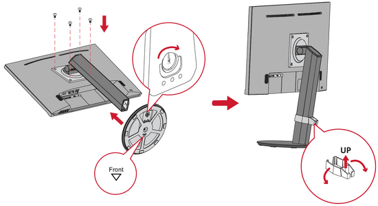 The installation of the monitor's stand