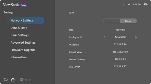 M1X's Network Settings UI